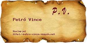 Petró Vince névjegykártya